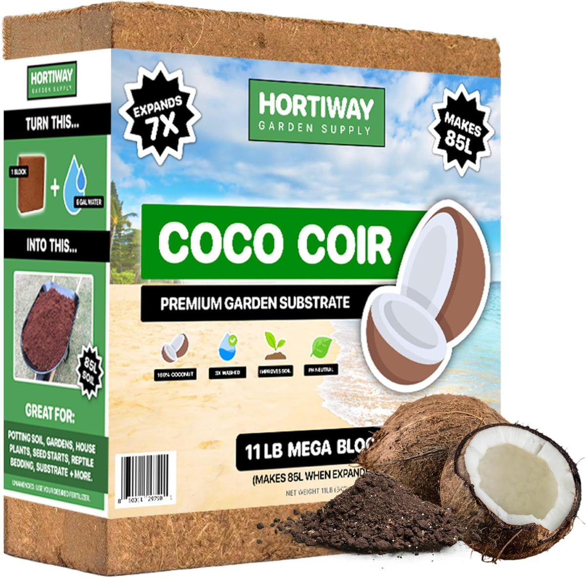 11lbs 100% Organic Coco Coir Brick J5167