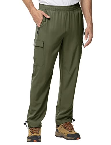 Men's Lightweight Hiking Travel Pants Cargo Pockets Quick Dry Stretch Water Resistant Fishing Outdoor Work M4954
