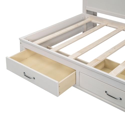 Full Size Wood Daybed with Storage Shelves and 2 Drawers B612026