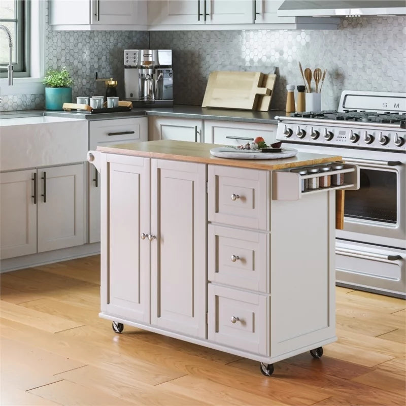 White Wood Kitchen Cart X91481