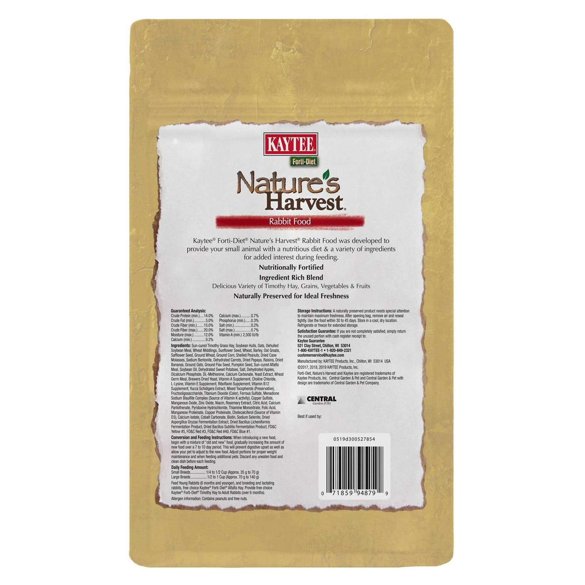 Nature's Harvest Rabbit Small Animal Food Y6690