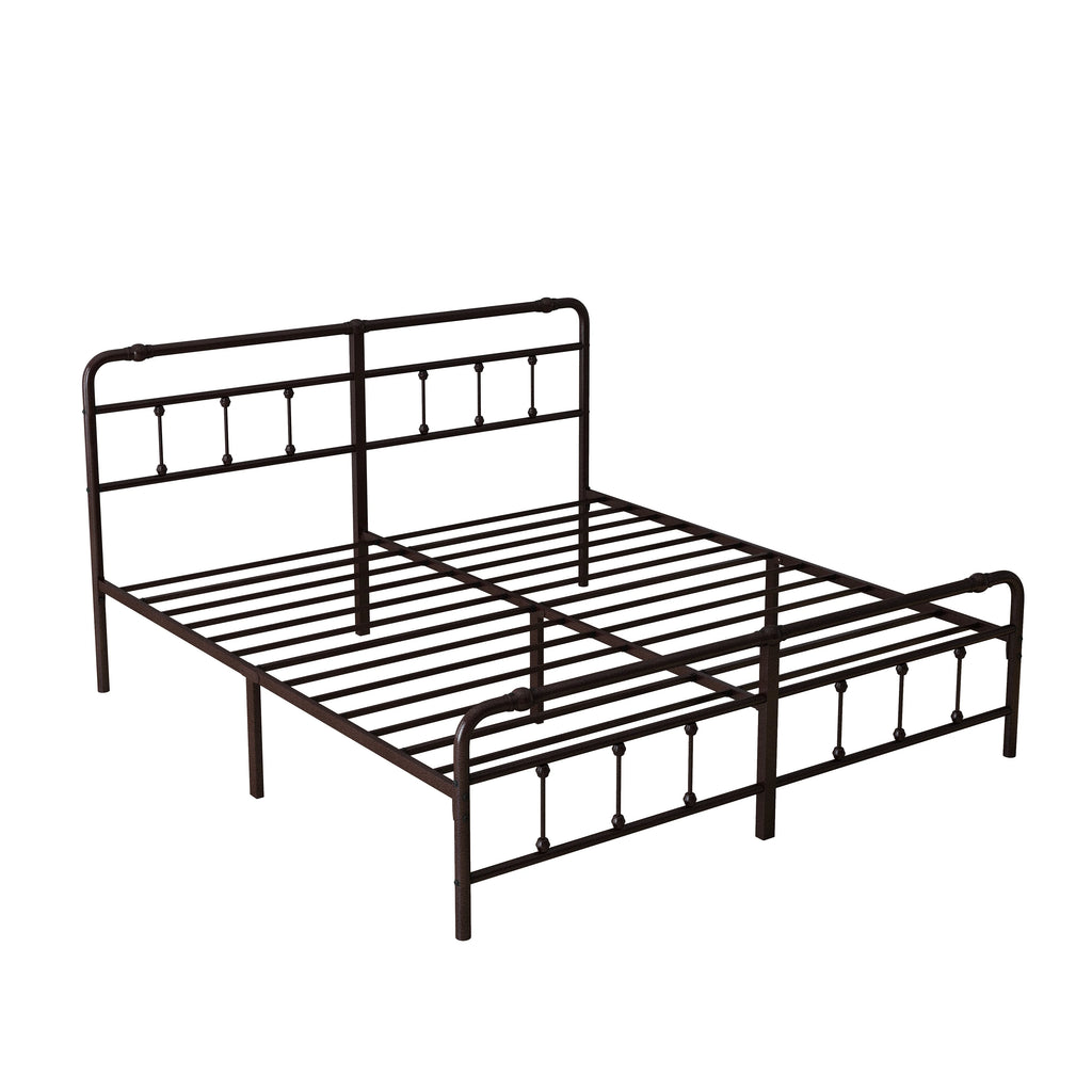 King Size Metal Platform Bed Frame with Headboard/Footboard W439826