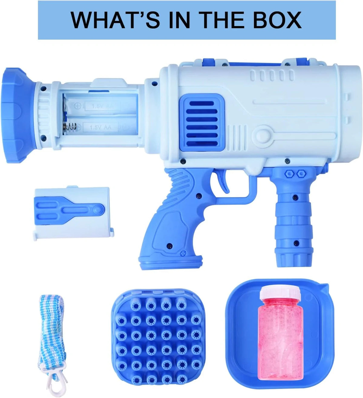 Bubble Gun Bubble Maker Blaster Machine with 32 Holes & LED Light - Blue L502853