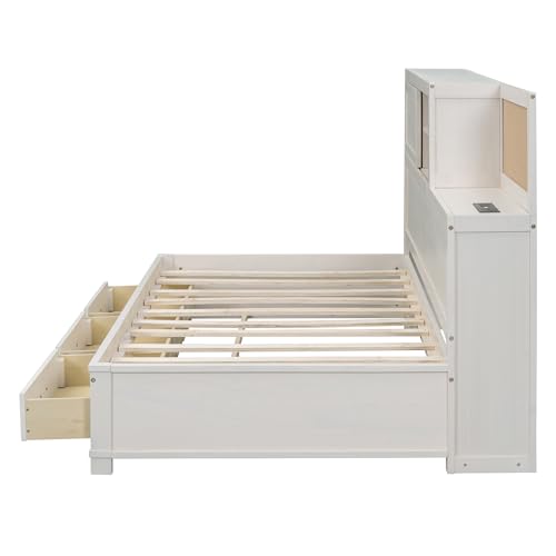 Full Size Wood Daybed with Storage Shelves and 2 Drawers B612026