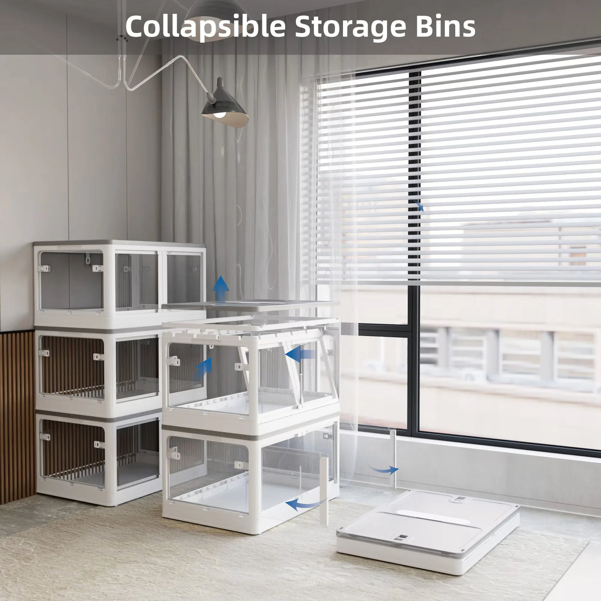 Transparent Stackable Storage Bins with Wheels L145426