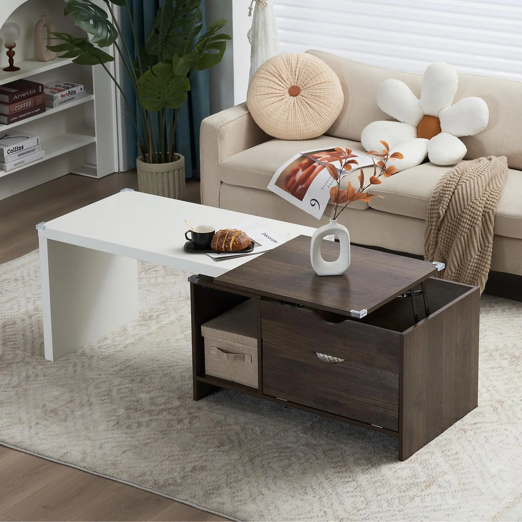 59" Large Wood Coffee Table with Storage M6473