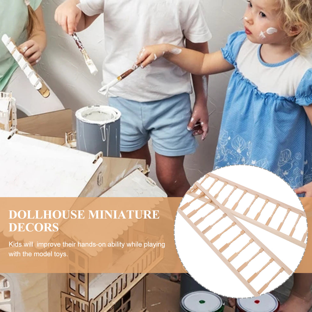 Mini Wood Dollhouse Staircase Toys 2 Pcs S7937
