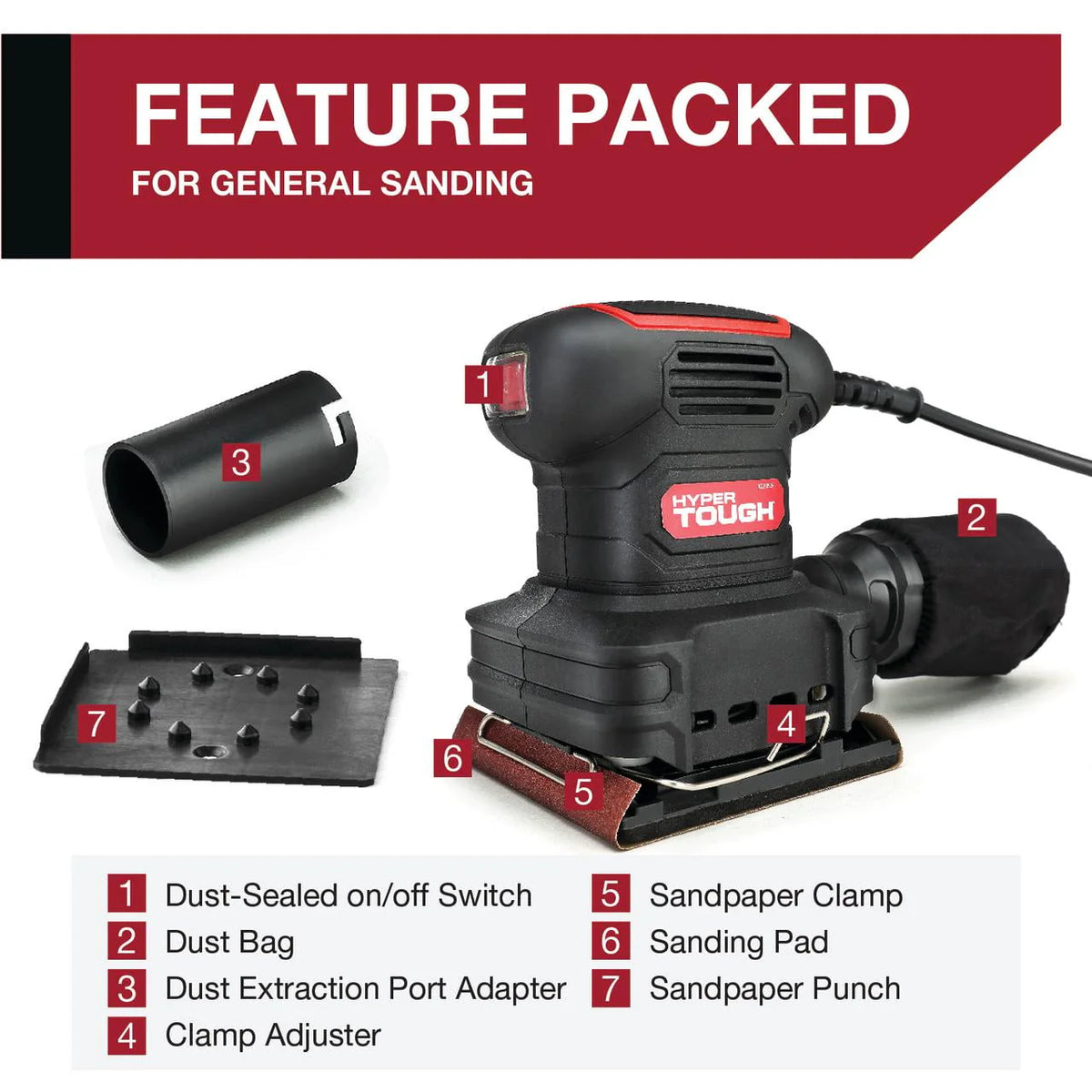 2 Amp Corded 1/4 Sheet Palm Sander with Dust Bag A13423