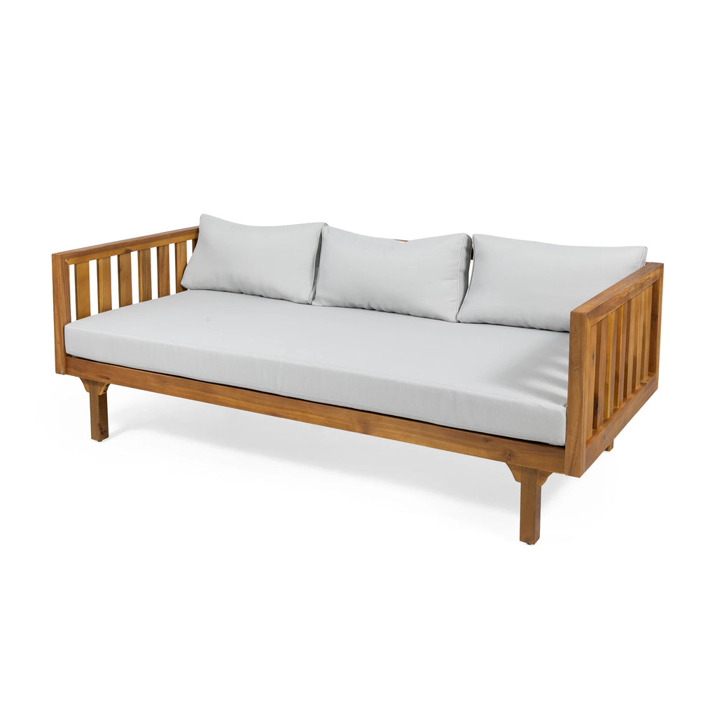 3-Seater Acacia Wood Outdoor Daybed V429217