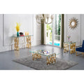 Stainless Steel Glass Top End Table with Gold Base C2008