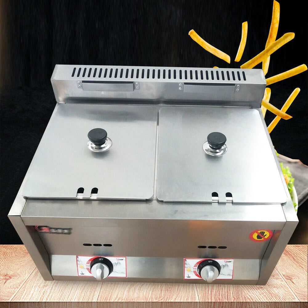 2 Pan Food Warmer Gas Fryer Steam Table T308