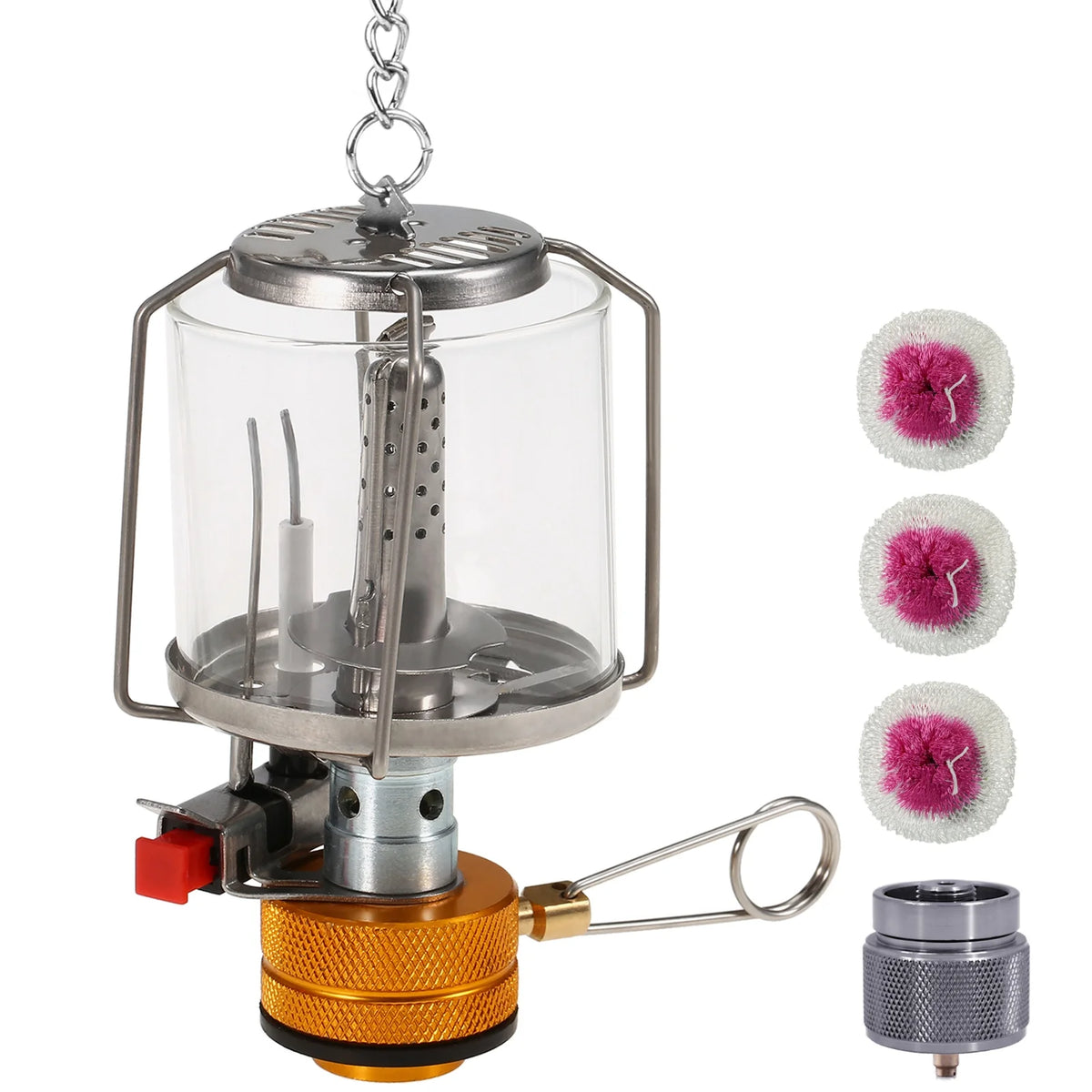 Outdoor Portable Camping Gas Lantern with 3 Mantles and Adapter I5790