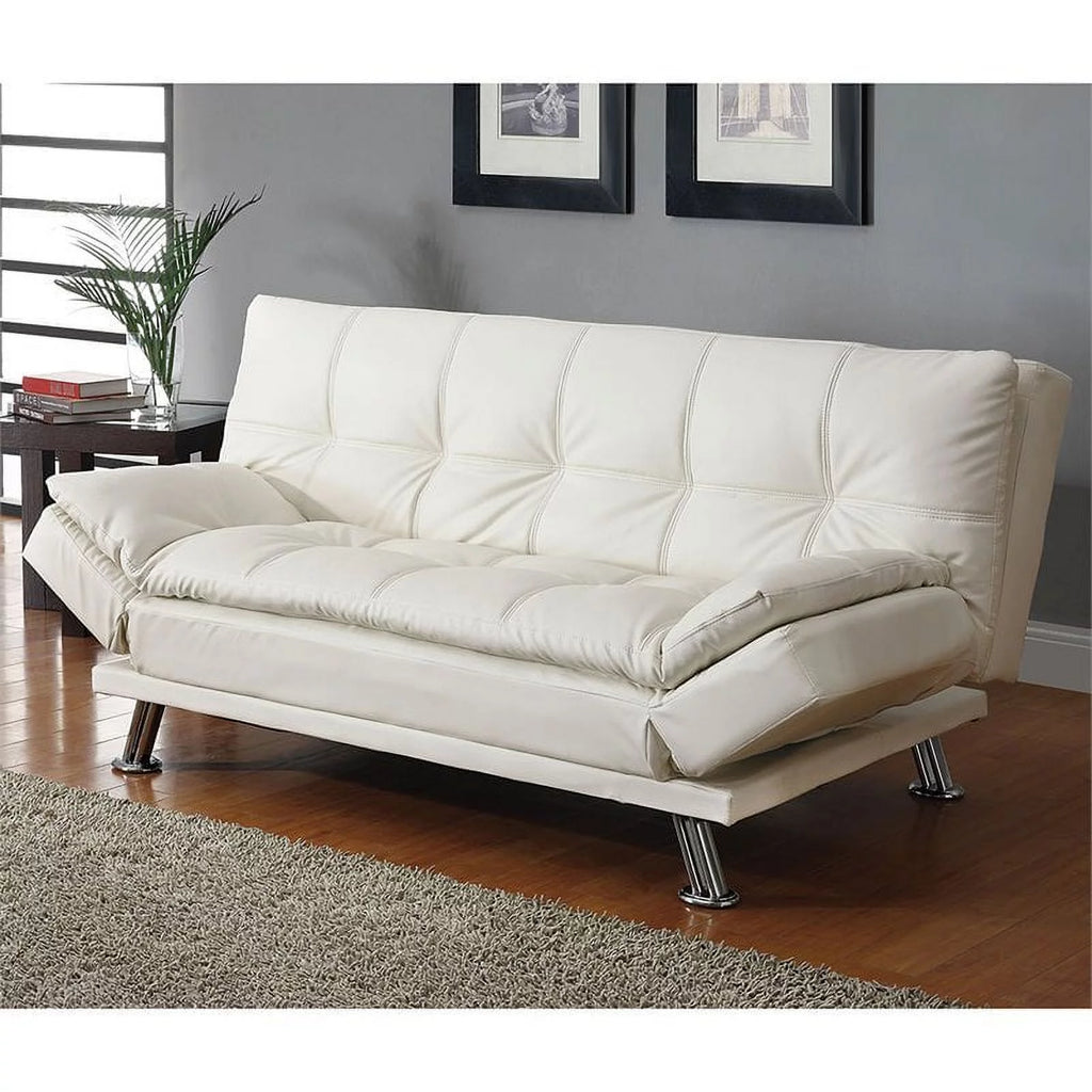 White Faux Leather Sleeper Sofa G380