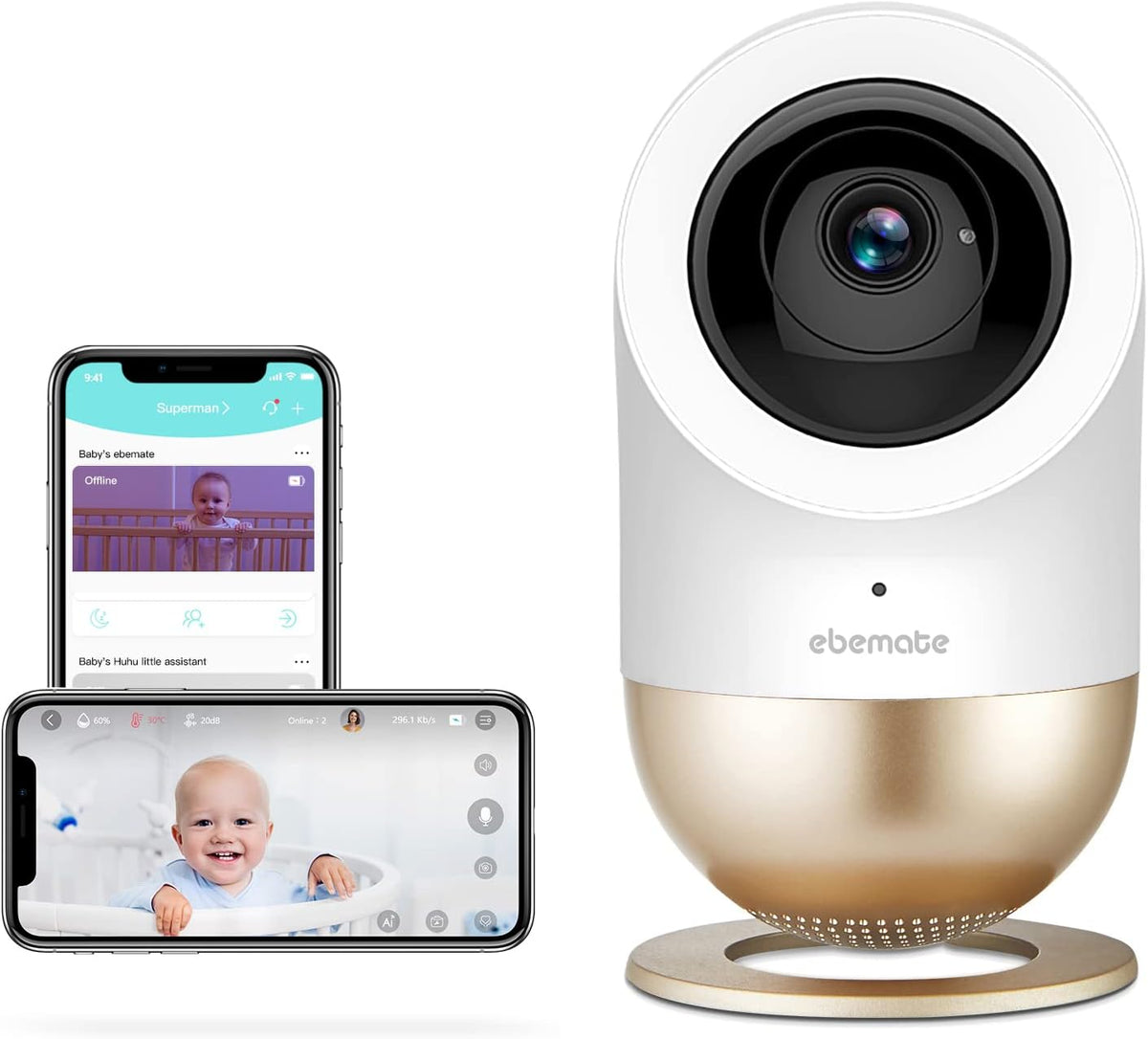 1080P Smart Baby Monitor Camera with Night Vision and Two-Way Audio S3894