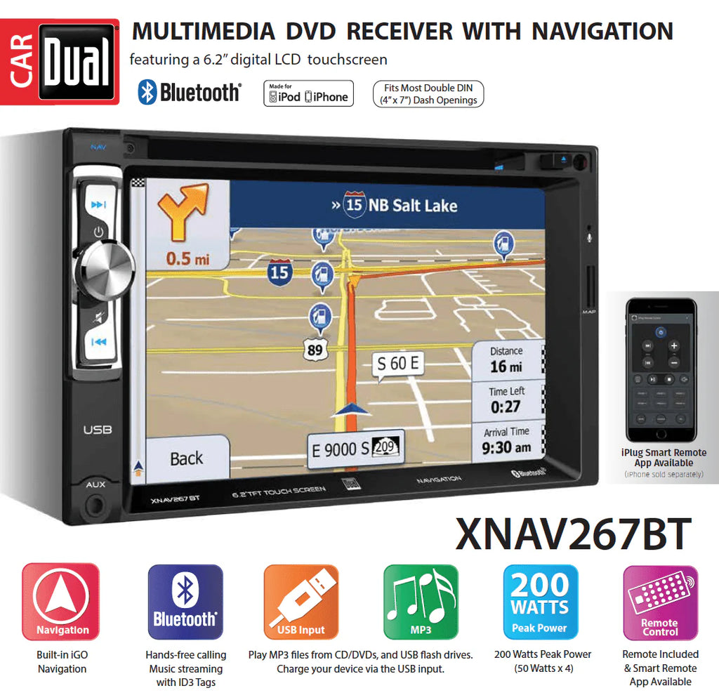 6.2 inch Double Din Car Stereo with Built-in Navigation Q78938