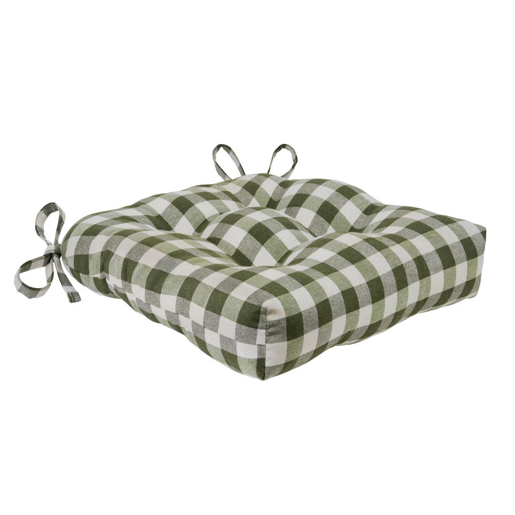 4 Pack Plaid Chair Cushion Pads with Ties D5799