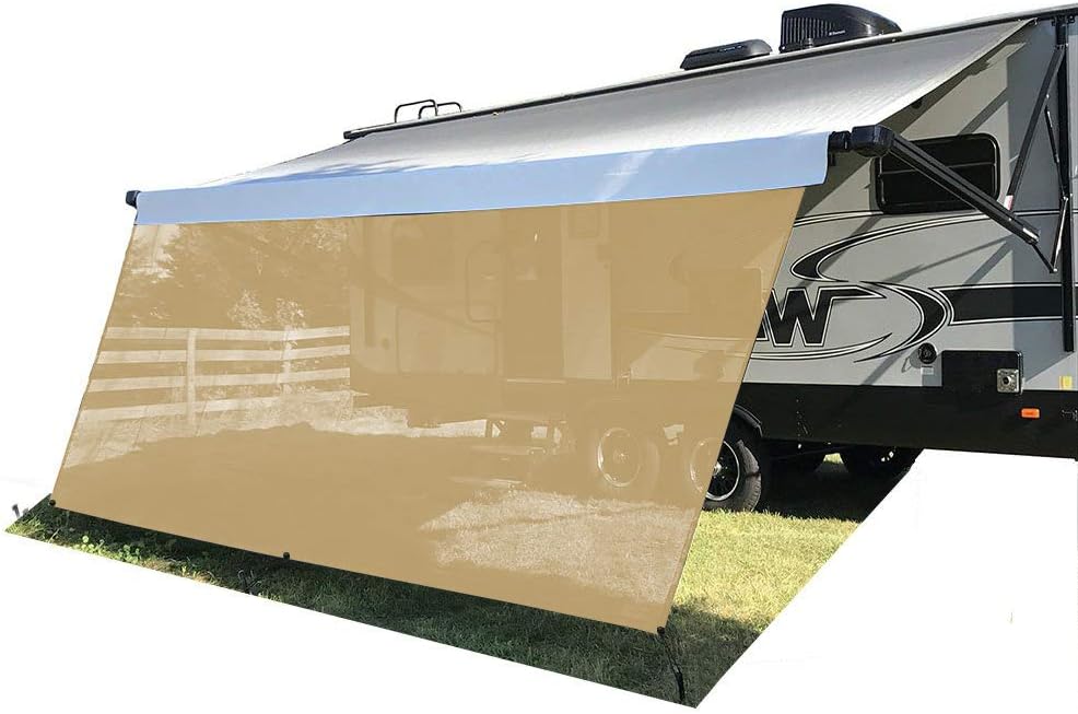 Beige Mesh RV Awning Sun Shade Screen 8' X 12'3'' J197