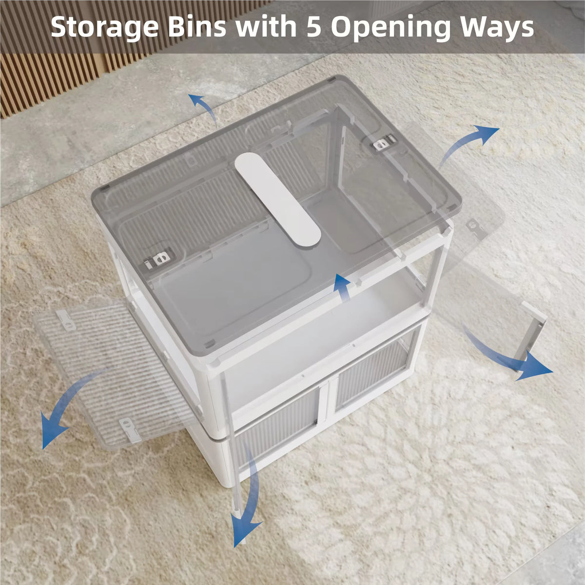 Transparent Stackable Storage Bins with Wheels L145426