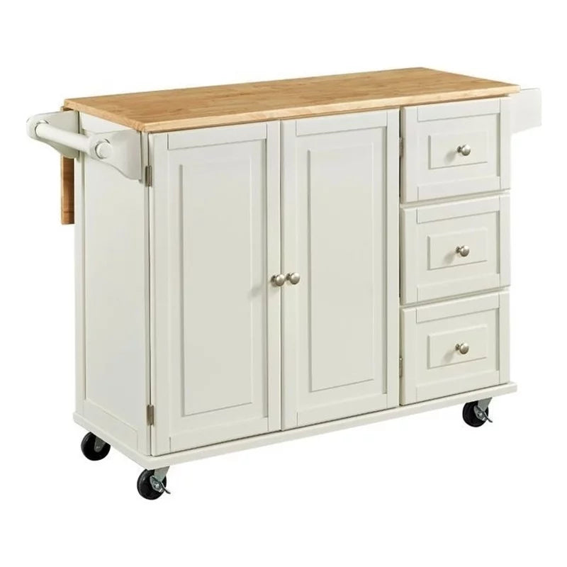 White Wood Kitchen Cart X91481