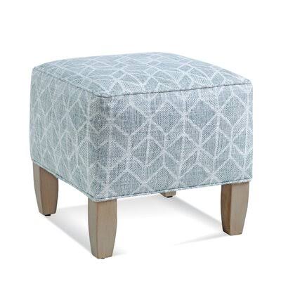 Navy and White Stripe Square Ottoman F2536