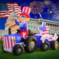 Inflatable 6FT Uncle Sam on Tractor Yard Decoration with LED Lights W178637