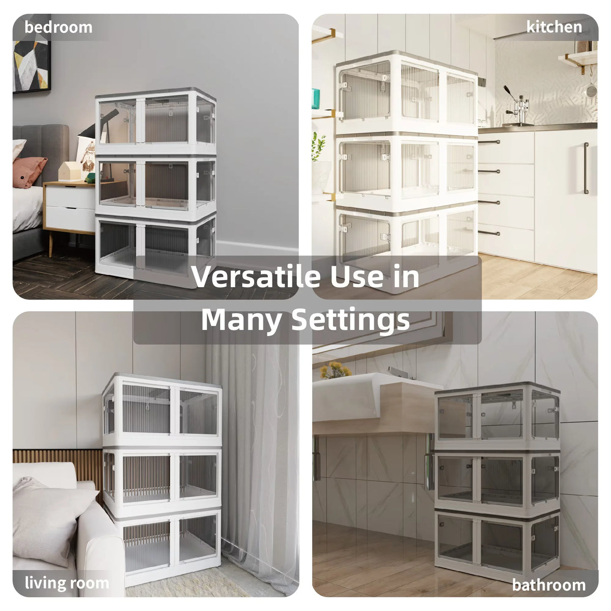 Transparent Stackable Storage Bins with Wheels L145426