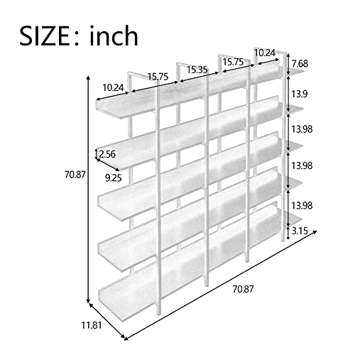 Black 5-Shelf Open Bookcase with Metal Frame N41421