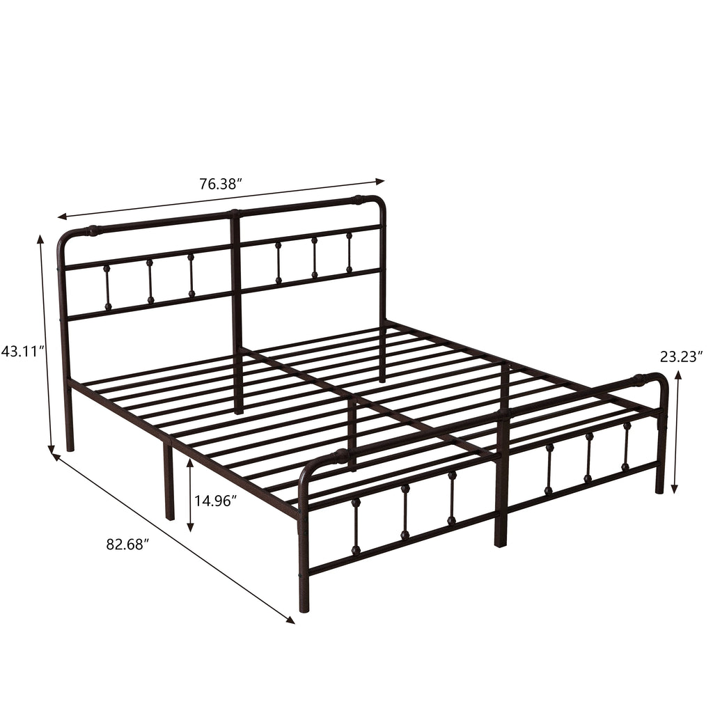 King Size Metal Platform Bed Frame with Headboard/Footboard W439826