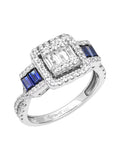 1 1/5 Carat TGW Created Blue and White Sapphire Engagement Ring in Sterling Silver A53366