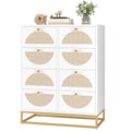 White 8 Drawer Rattan Wood Dresser D27010