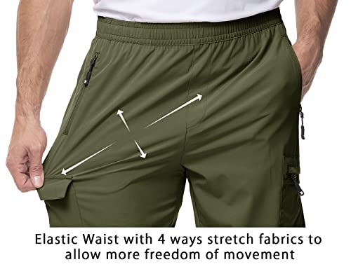 Men's Lightweight Hiking Travel Pants Cargo Pockets Quick Dry Stretch Water Resistant Fishing Outdoor Work M4954