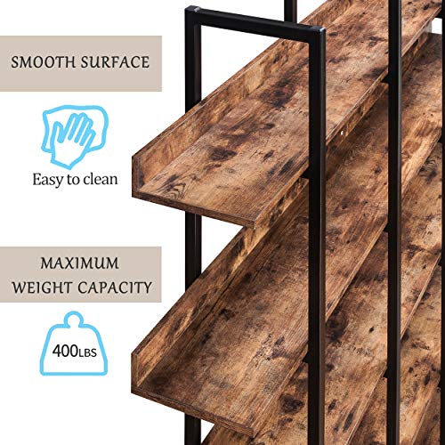 Black 5-Shelf Open Bookcase with Metal Frame N41421