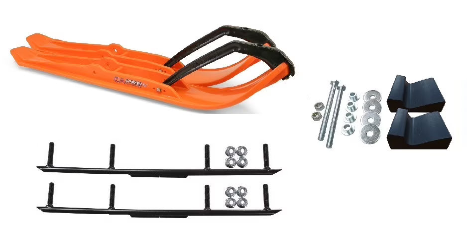 Orange XPT Snowmobile Skis with 4" Round Bars Complete Kit Z87293
