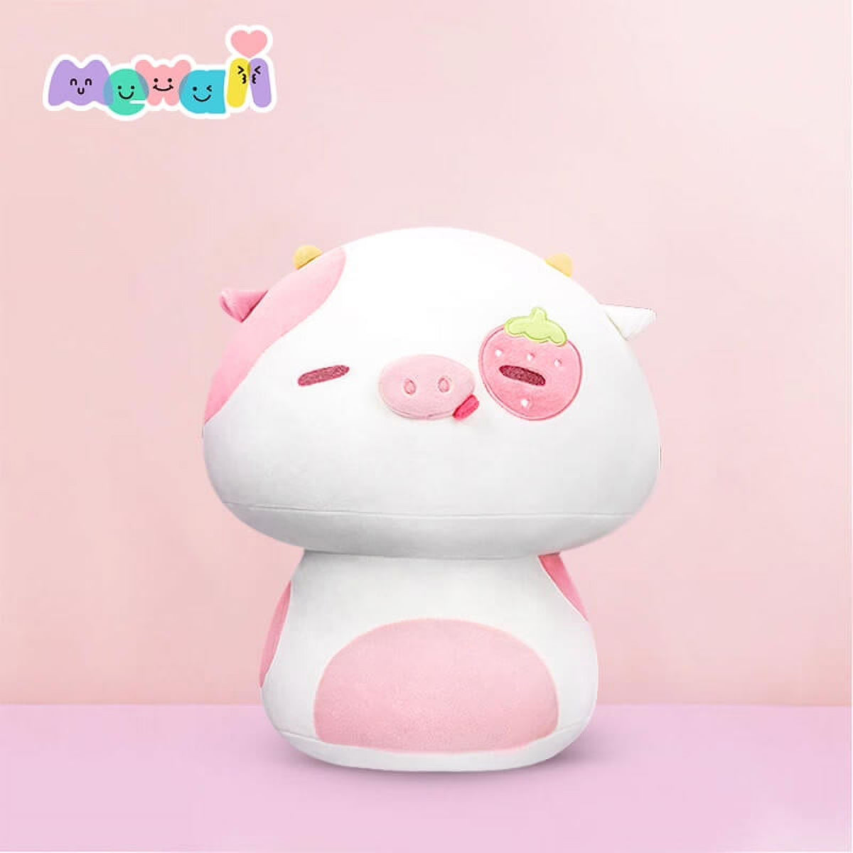 13.5" Mushroom Plushies Strawberry Cow Plush Pillow V1006