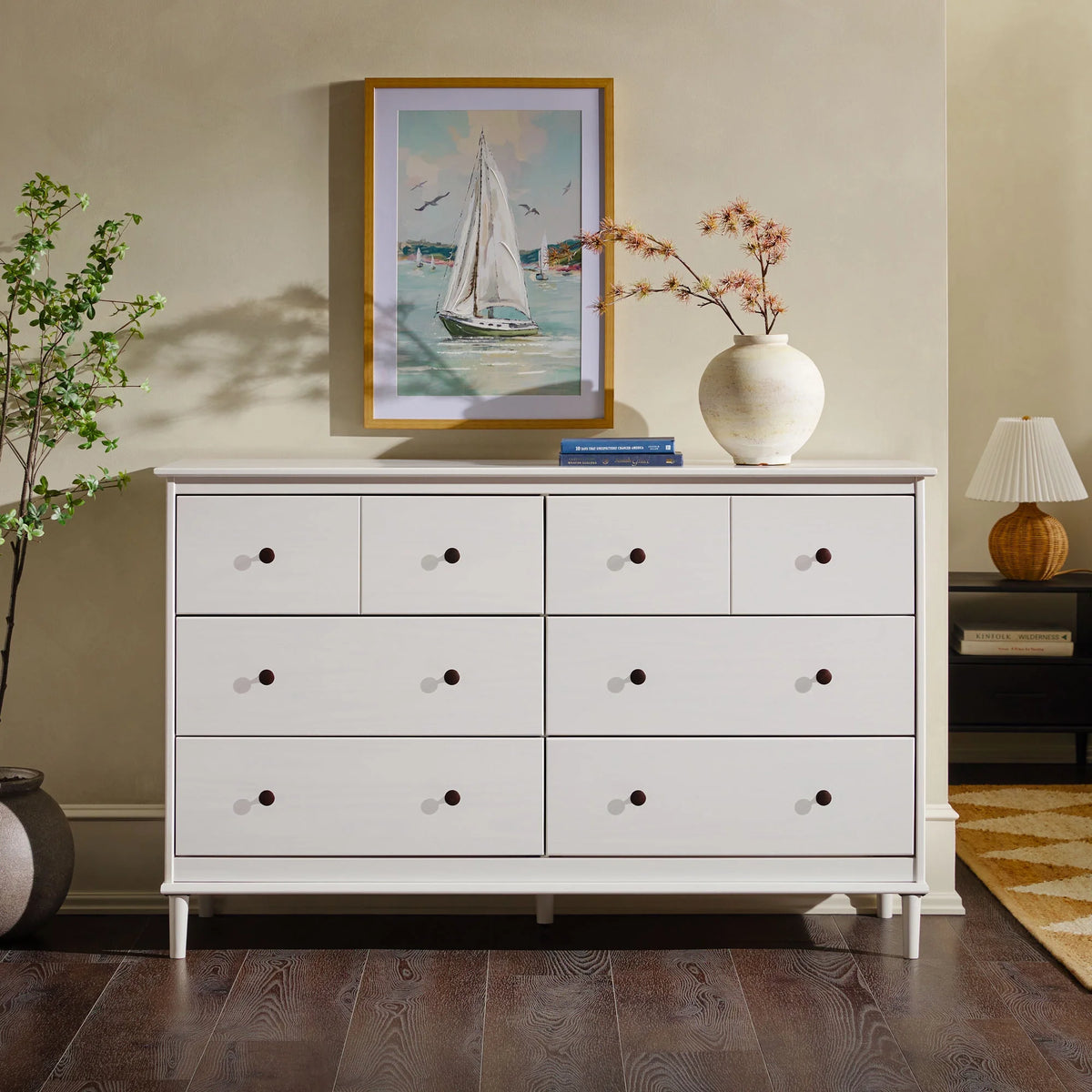 Walnut 6-Drawer Solid Wood Dresser U968442