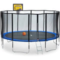 Yellow Rectangular Trampoline with Basketball Hoop O25275
