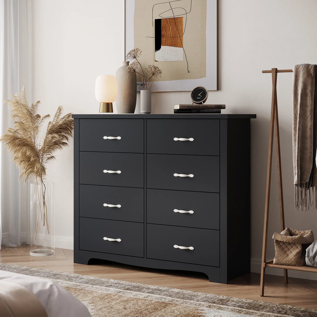 Black 8 Drawer Wood Dresser F5216