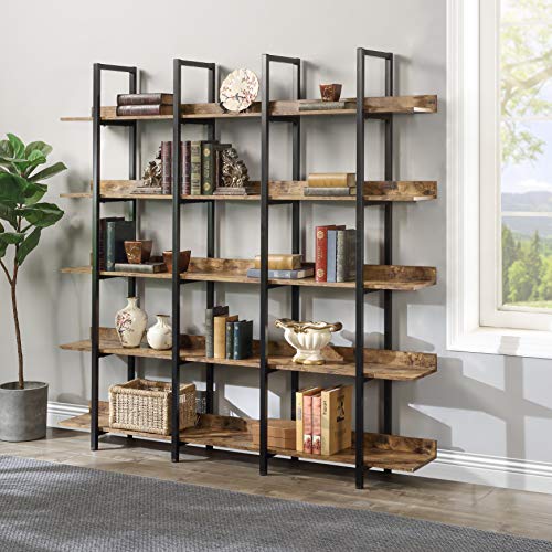 Black 5-Shelf Open Bookcase with Metal Frame N41421