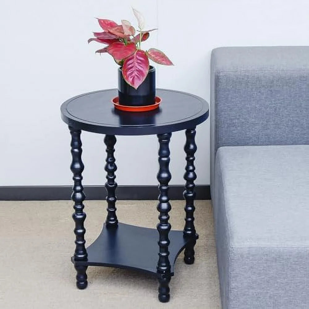 Grey Wood Round End Table T2428