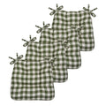4 Pack Plaid Chair Cushion Pads with Ties D5799