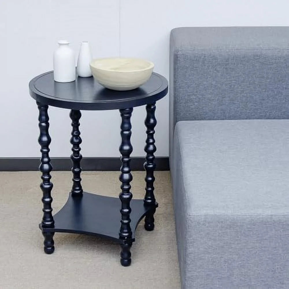 Grey Wood Round End Table T2428