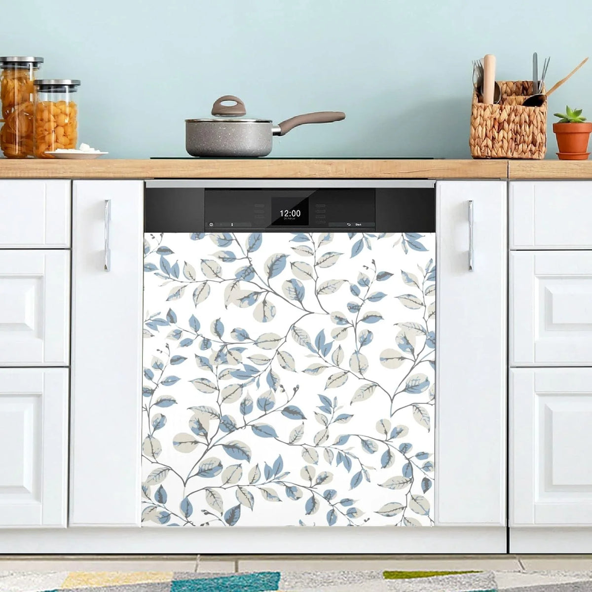 Flower Dishwasher Magnet Cover, 23x26 Inch Decorative Front Dishwasher Cover Sticker Q66759