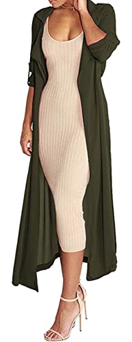 Women's Long Sleeve Chiffon Lightweight Maxi Sheer Duster Cardigan B272927