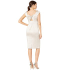 Champagne Stretch Satin Sheath Dress with Bow Back Detail U741
