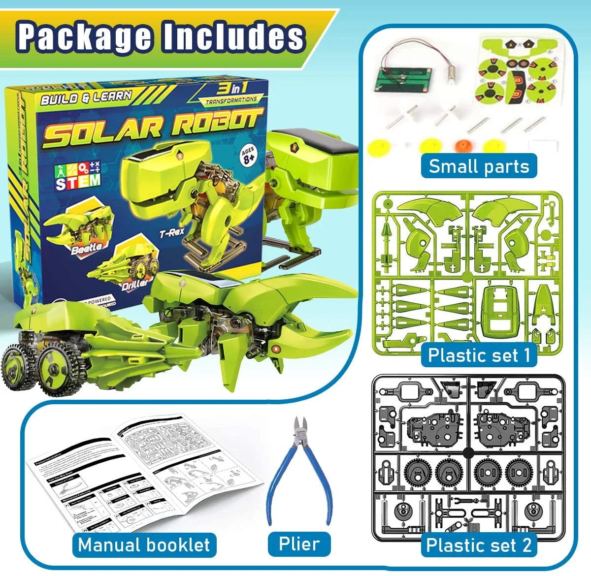 Solar Robot Kit 3-in-1 STEM Projects Robot Kit J5080