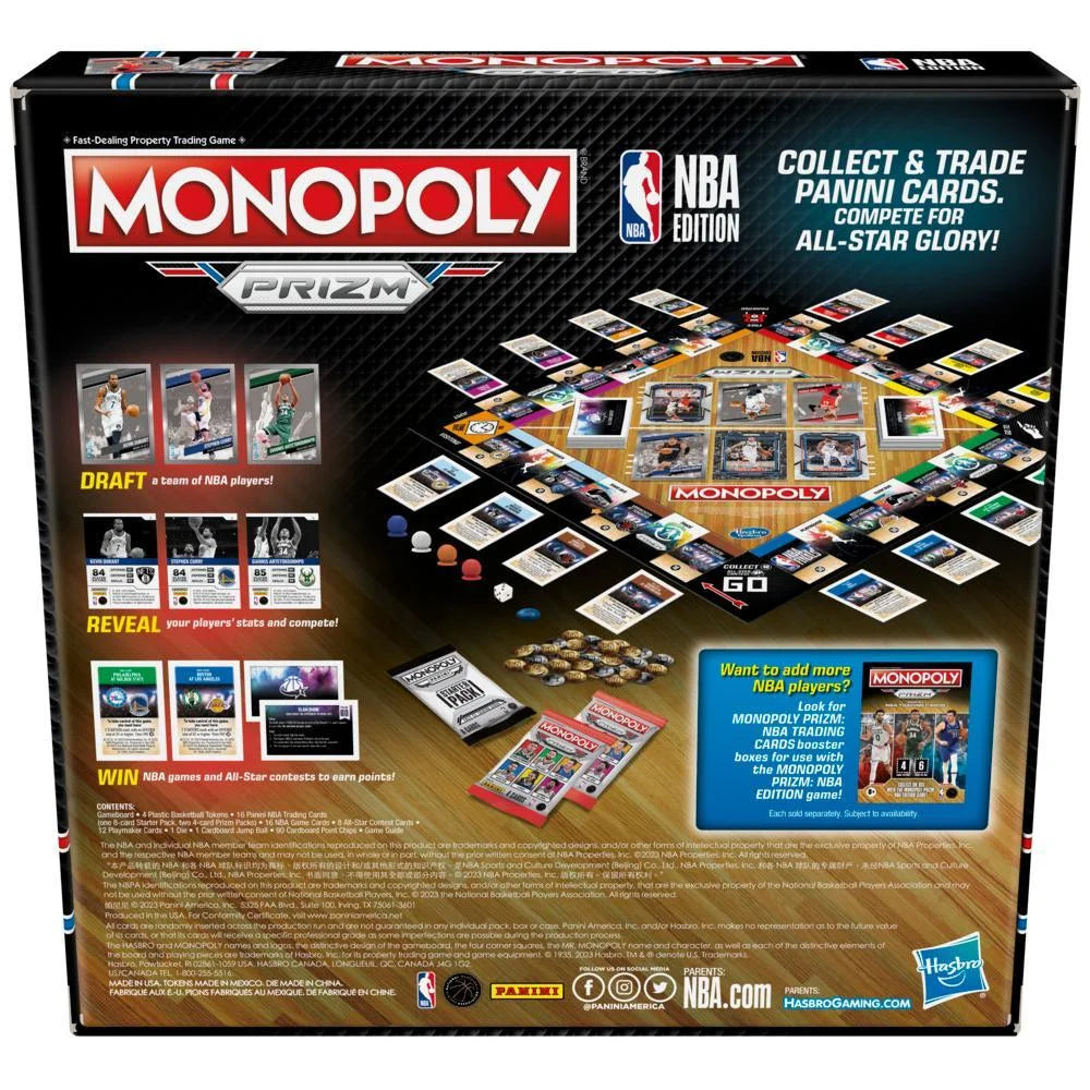 Monopoly Prizm NBA Edition Board Game with Panini NBA Trading Cards R690604