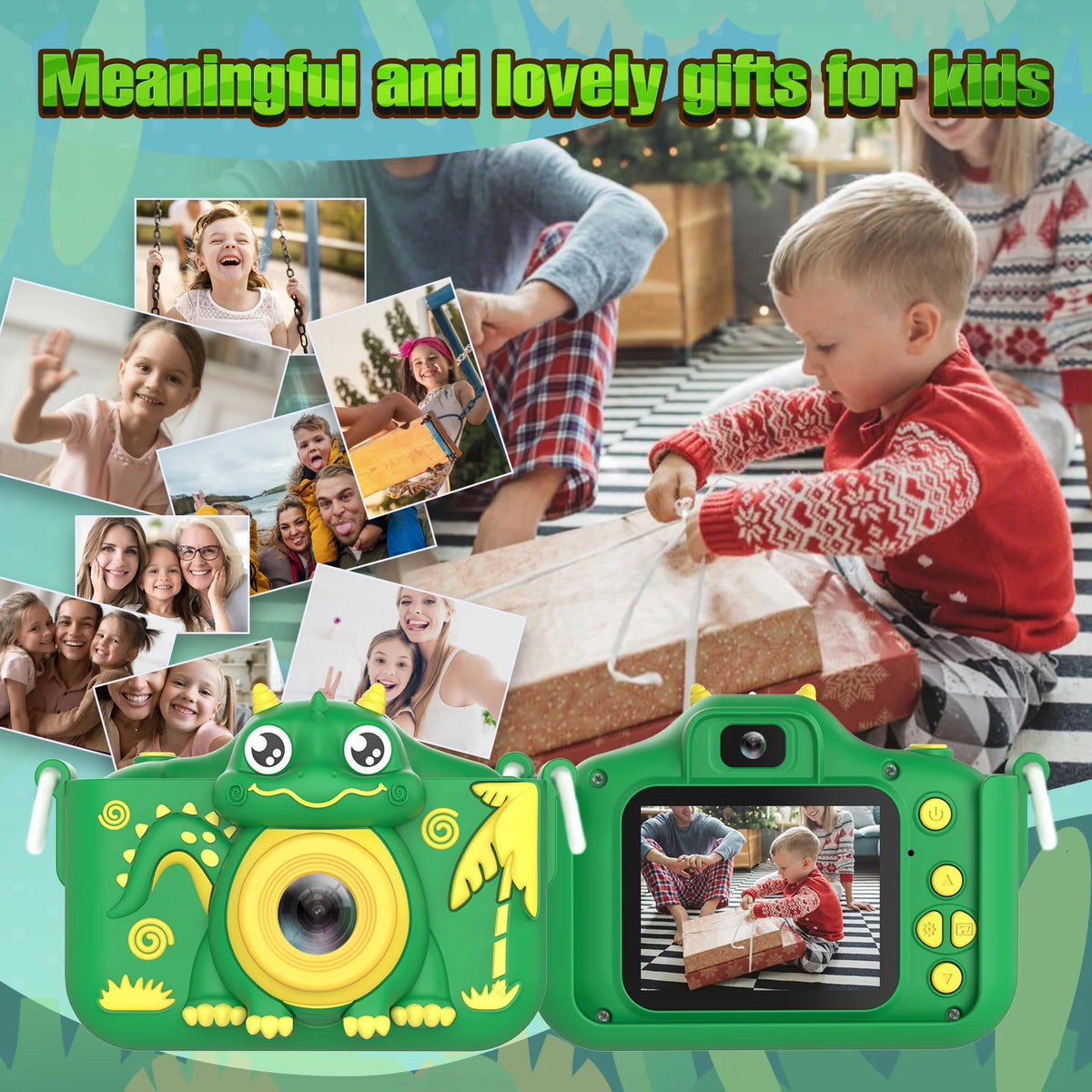 Dinosaur Digital Camera Toy for Children Dual 2.0inch 32GB Card Green N355714