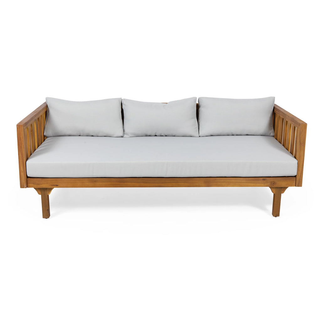 3-Seater Acacia Wood Outdoor Daybed V429217