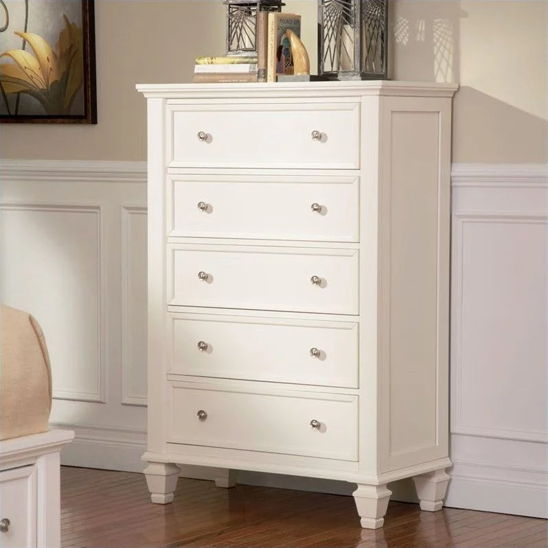 Cream White 5-drawer Rectangular Chest H2005