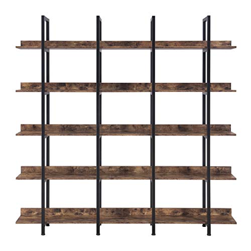 Black 5-Shelf Open Bookcase with Metal Frame N41421